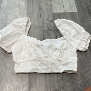 HYFVE White Puff Sleeve Crop Top